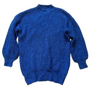 Cider Cobalt Blue & Sparkly Mettalic Blue Festive Holiday Long Length Sweater